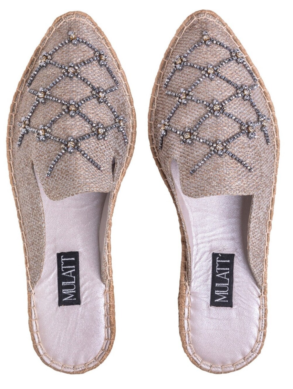 Mulatt IDA Beige Beaded Espadrille Mule